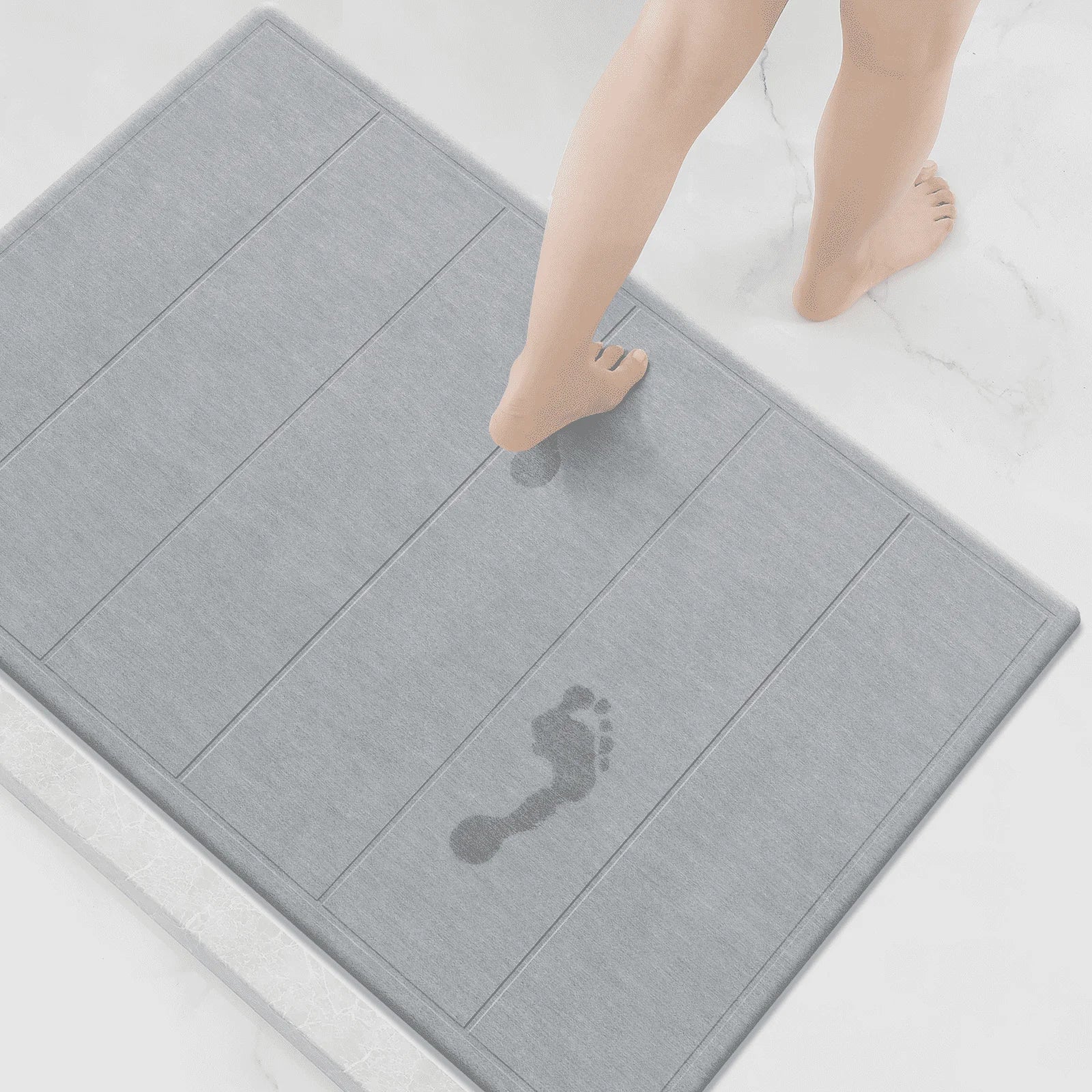 32"X20" Large Diatomaceous Earth Bath Mat for Bathroom, Super Absorbent Quick-Dry Non-Slip Shower Mat, Natural Stone Bath Mat Easy to Clean (Light Grey)