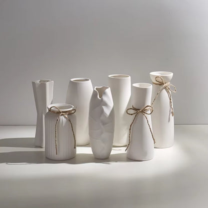 Minimalist Ceramic Flower Vase Room White Flower Ware Office Desktop Decorations Jar Ikebana Flowers Vase Nordic Vase Vase