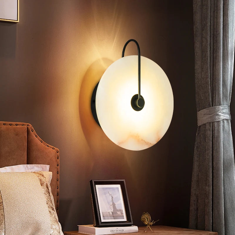 Modern Marble Alabaster Led Wall Lamp Bedroom Home Decor Decoration Lampshade Lighting Fixture for Gold Lamps Stair Sconce Stone