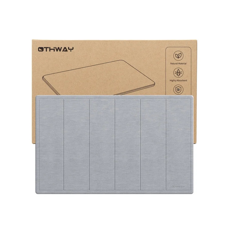 32"X20" Large Diatomaceous Earth Bath Mat for Bathroom, Super Absorbent Quick-Dry Non-Slip Shower Mat, Natural Stone Bath Mat Easy to Clean (Light Grey)