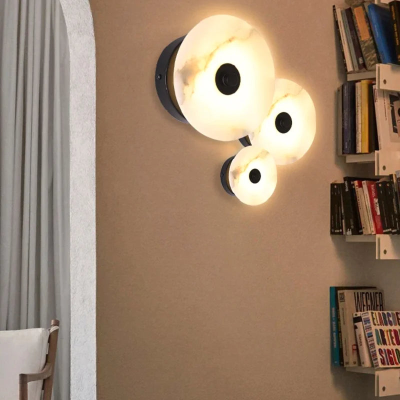 Modern Marble Alabaster Led Wall Lamp Bedroom Home Decor Decoration Lampshade Lighting Fixture for Gold Lamps Stair Sconce Stone